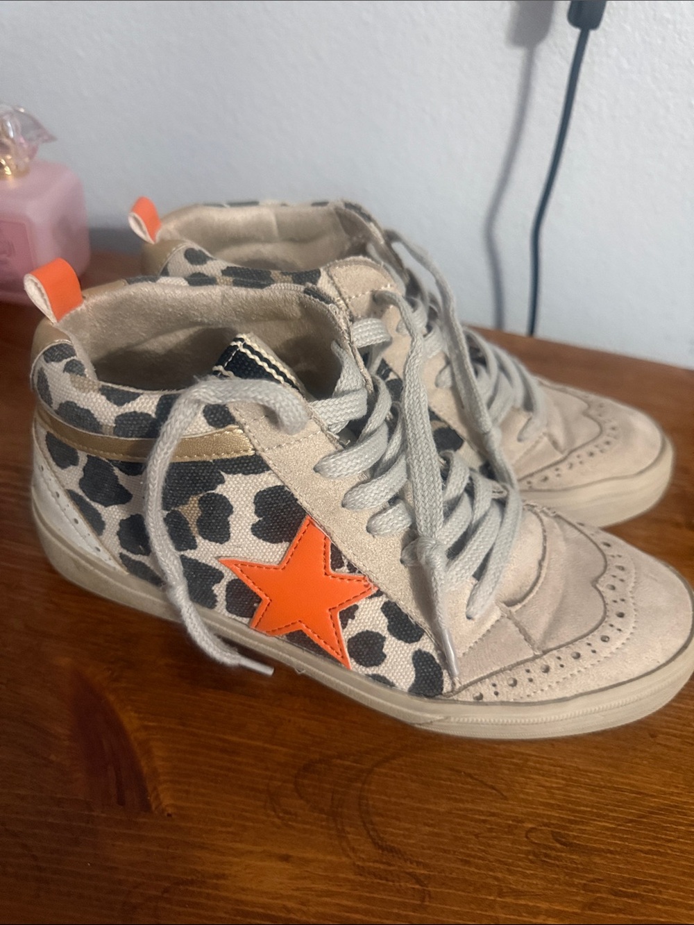 Shu Shop Paulina Leopard High-Top Sneakers with Orange Star